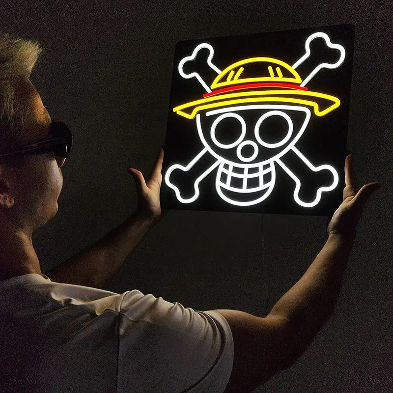 One Piece Piraten Neon LED Schild – Anime Totenkopf-Edition mit 6mm Acrylplatte fürs Gaming-Zimmer
