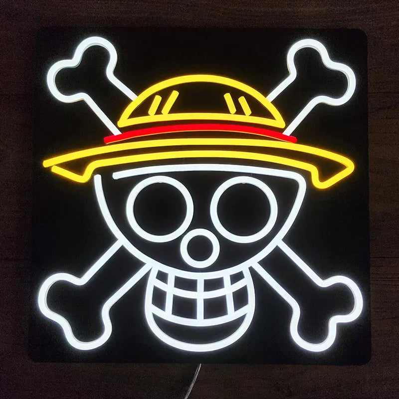 One Piece Flagge Neon LED – Pirat-Symbol als beleuchtete Anime-Wanddeko
