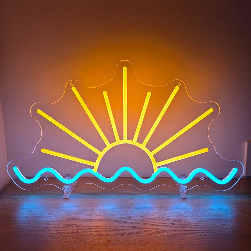 Aufgehende Sonne Neon LED Schild USB – Natur Wanddeko mit Sonnenaufgang