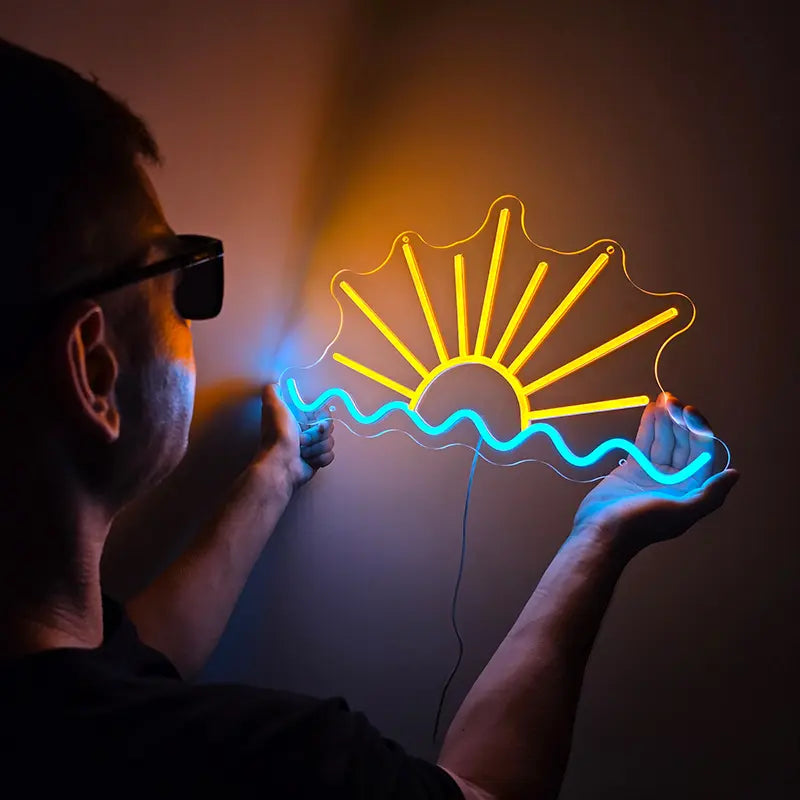 Sonnenaufgang Neon LED Schild USB – Naturmotiv als Geschenk für Frühaufsteher