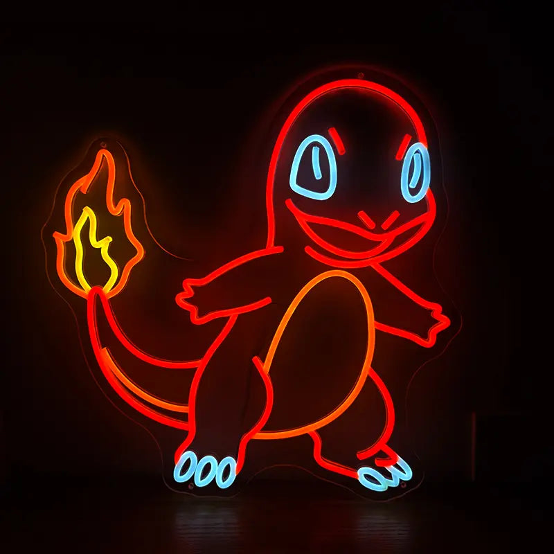 Glumanda Neonschild dimmbar 10 Stufen 12V mit Fernbedienung – handgefertigte Pokémon Deko