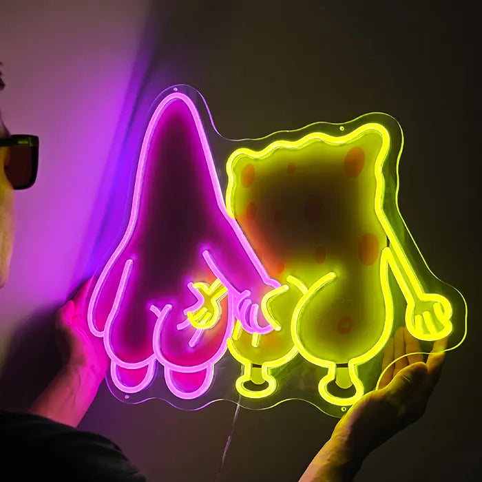 Best Friends Neon LED Schild, Produktaufnahme des eingeschalteten Motivs