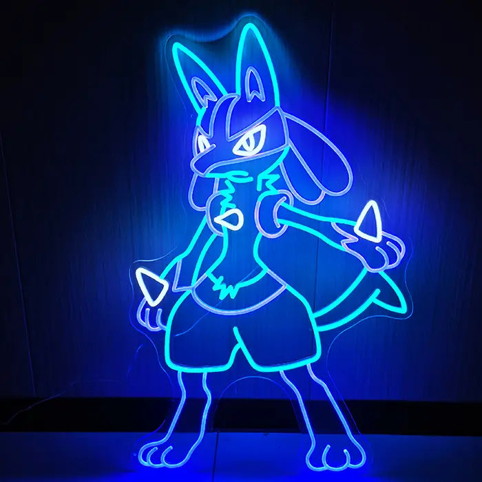 Pokémon Lucario Neon LED Schild 12V – Kampf-Pokémon Deko fürs Gaming-Zimmer