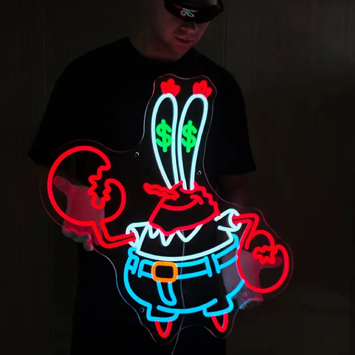 Money Krebs Neon LED Schild – 12V Leuchtschild | SpongeBob Wanddeko