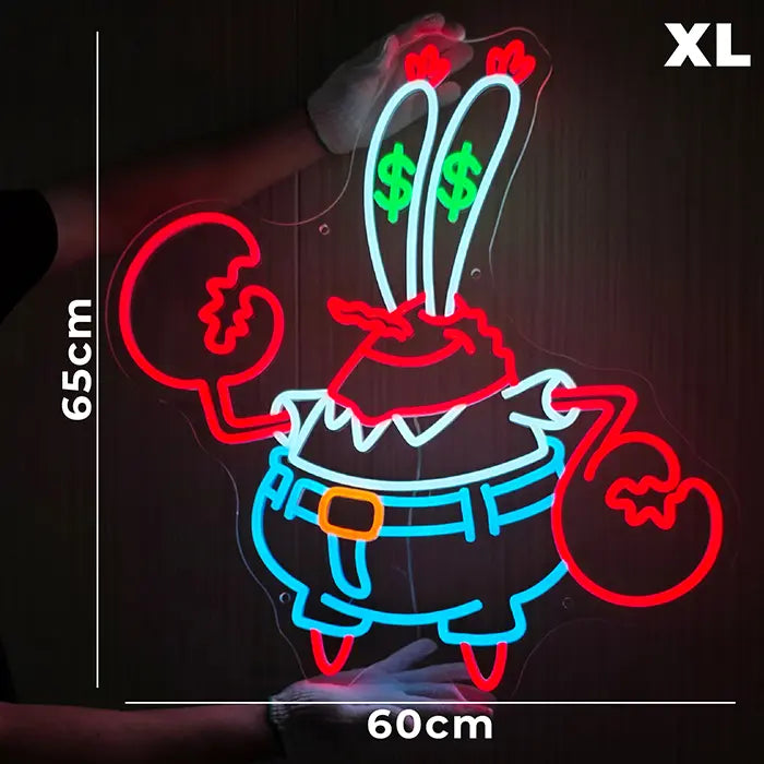 Money Krebs Neon LED Schild – 12V Leuchtschild | SpongeBob Wanddeko