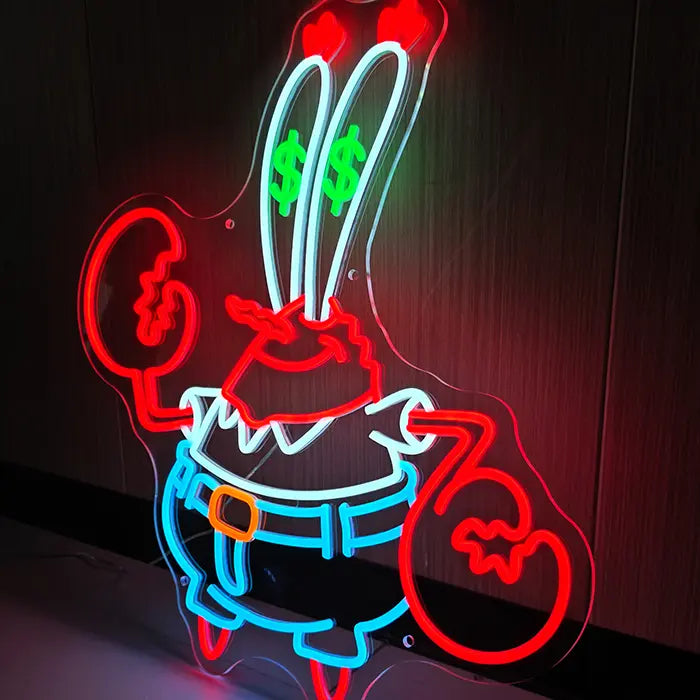 Money Krebs Neon LED Schild – 12V Leuchtschild | SpongeBob Wanddeko