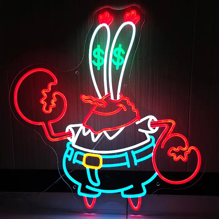 Money Krebs Neon LED Schild – 12V Leuchtschild | SpongeBob Wanddeko