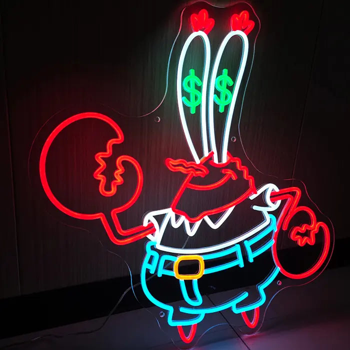 Money Krebs Neon LED Schild – 12V Leuchtschild | SpongeBob Wanddeko