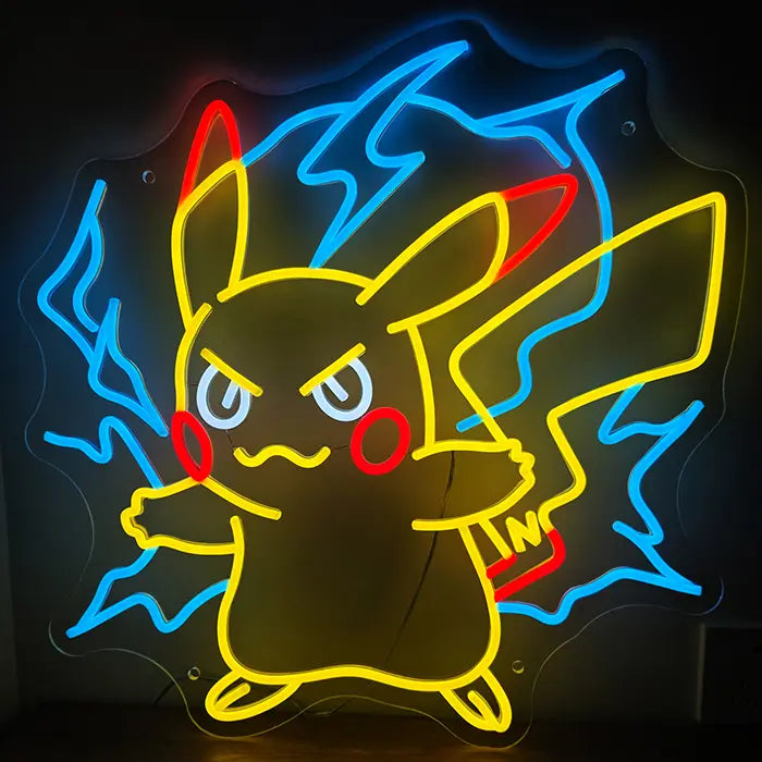 Pokémon Pikachu im Angriff Neon LED Schild – 12V Leuchtschild | Pokémon Gaming Wanddeko