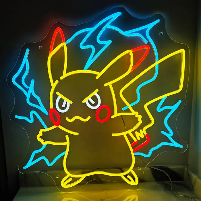 Pokémon Pikachu im Angriff Neon LED Schild – 12V Leuchtschild | Pokémon Gaming Wanddeko