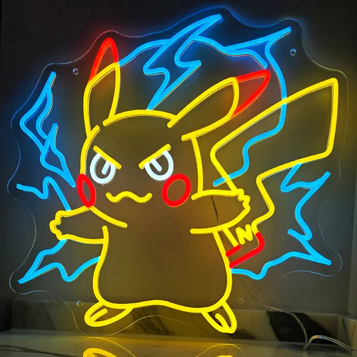 Pokémon Pikachu im Angriff Neon LED Schild – 12V Leuchtschild | Pokémon Gaming Wanddeko