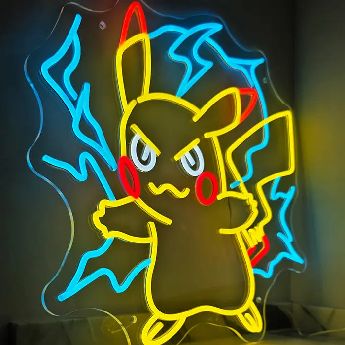 Pokémon Pikachu im Angriff Neon LED Schild – 12V Leuchtschild | Pokémon Gaming Wanddeko