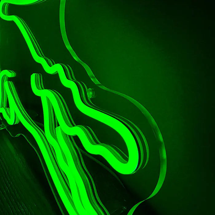 Krokodil Neon LED Schild – USB Leuchtschild | Reptilien Wanddeko