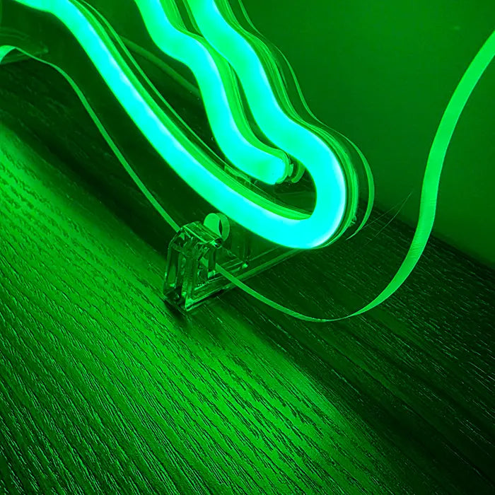 Krokodil Neon LED Schild – USB Leuchtschild | Reptilien Wanddeko