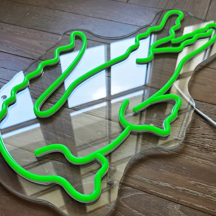 Krokodil Neon LED Schild – USB Leuchtschild | Reptilien Wanddeko