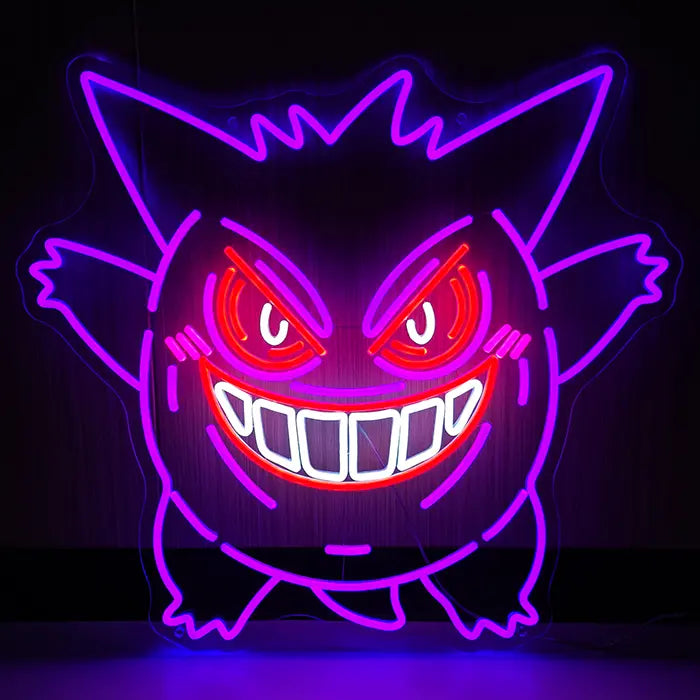 Pokémon Frecher Gengar Neon LED Schild – Dimmbar mit Fernbedienung | Pokémon Gaming Wanddeko