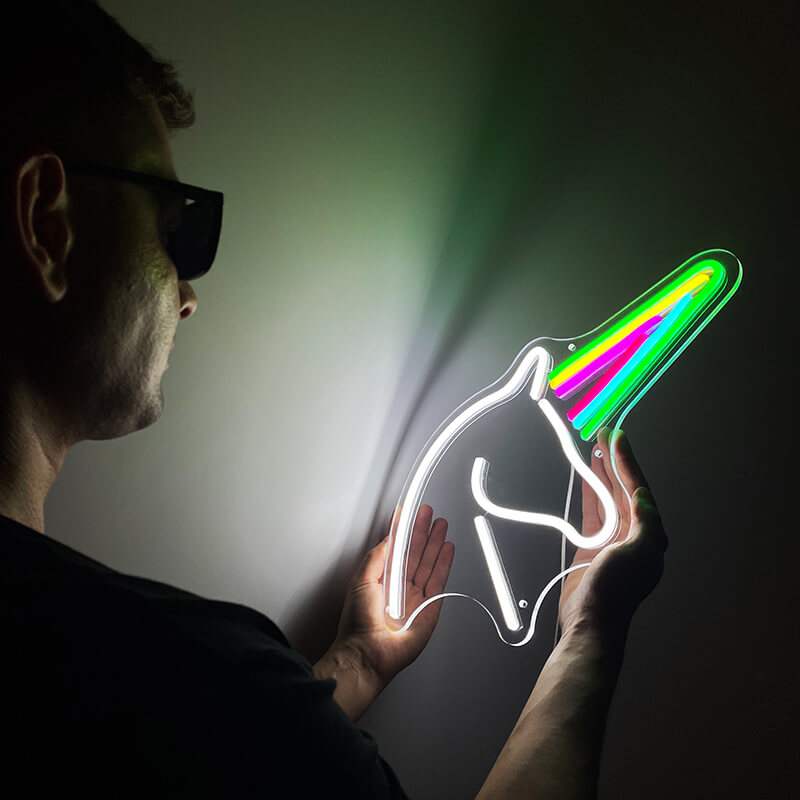 Einhorn Neon LED Schild dimmbar 9 Stufen USB – Kinder Schlafzimmer Beleuchtung
