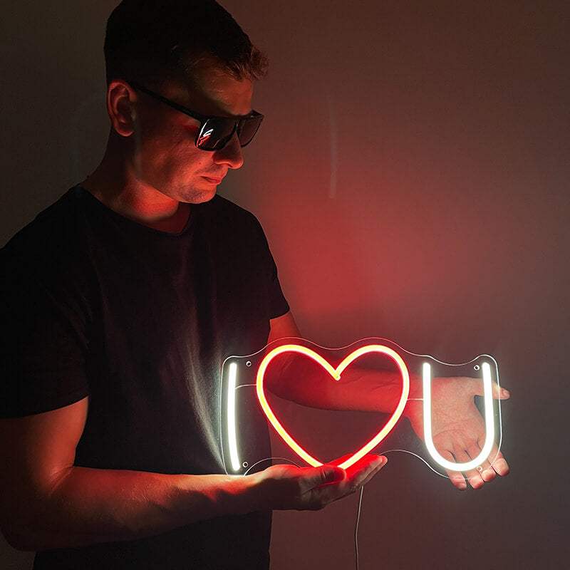 I Love You Neon LED Schild handgefertigt – Muttertag Vatertag Geschenk