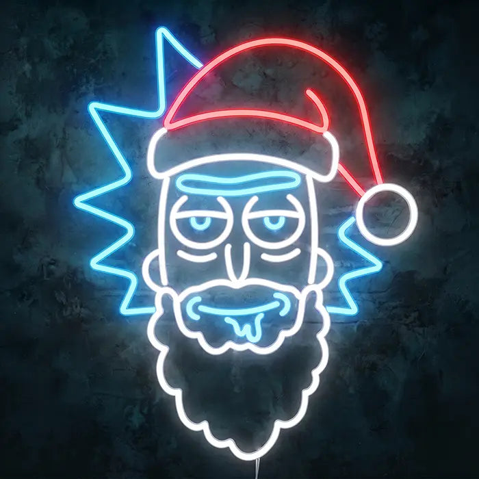 Weihnachtsmann Rick Neon LED Schild – Dimmbar mit Fernbedienung | Rick and Morty Weihnachtsdeko