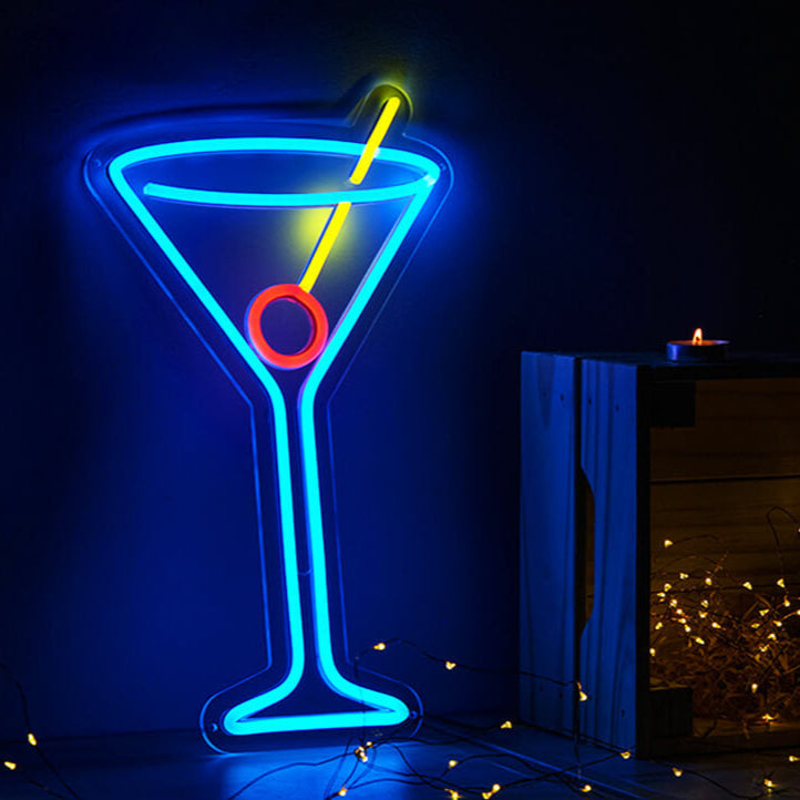 Cocktail mit Lolly LED-Schild (35x25cm) USB