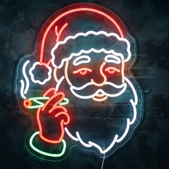 Buffender Weihnachtsmann Neon LED Schild – Dimmbar mit Fernbedienung | Lustige Weihnachtsdeko