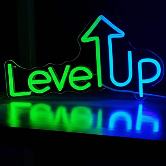 Level Up Neon LED Schild USB – Gaming Deko für Zocker-Zimmer