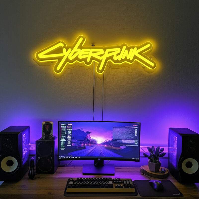 Cyberpunk Neon Schild dimmbar – 9 Stufen USB auf 6mm Acrylplatte