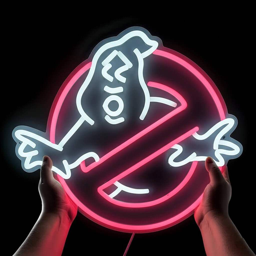 Ghostbusters Neon LED Schild beleuchtet – Filmfan Wohnzimmer Deko