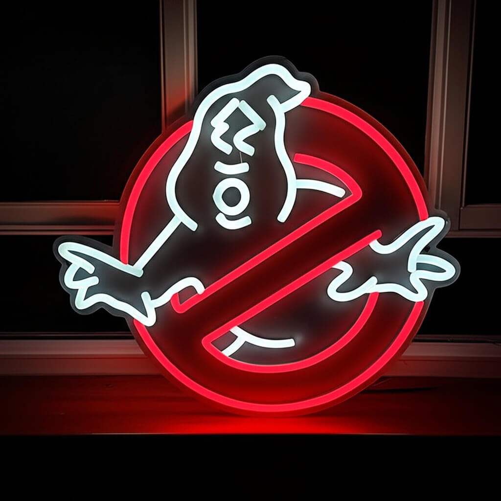 Ghostbusters Neon LED Schild auf 6mm Acrylplatte – 80er Nostalgie Deko