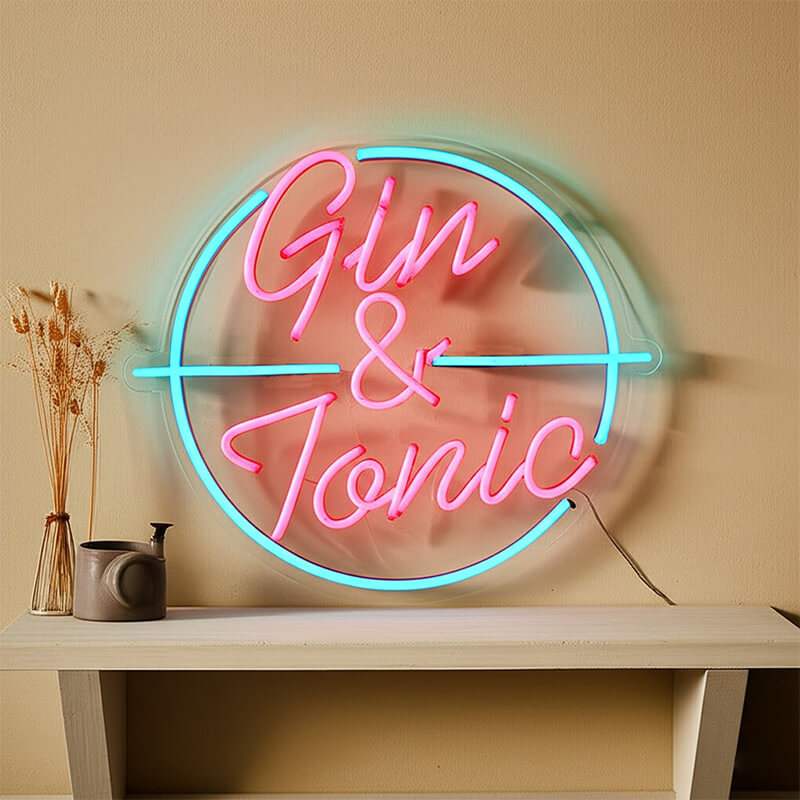 Gin Tonic Neon LED Schild beleuchtet – Hausbar Statement Deko