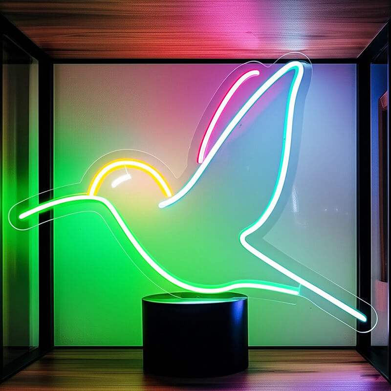 Kolibri Vogel Neon LED Schild handgefertigt – Vogelliebhaber Geschenk Idee