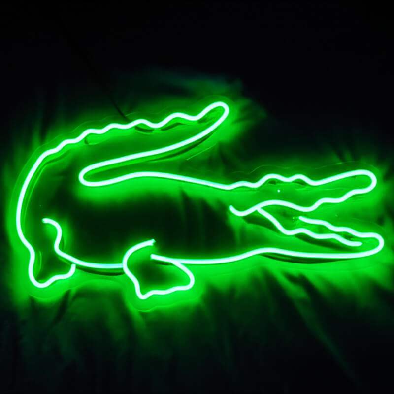 Krokodil Neon LED Schild USB – Tier Wanddeko für Mancave