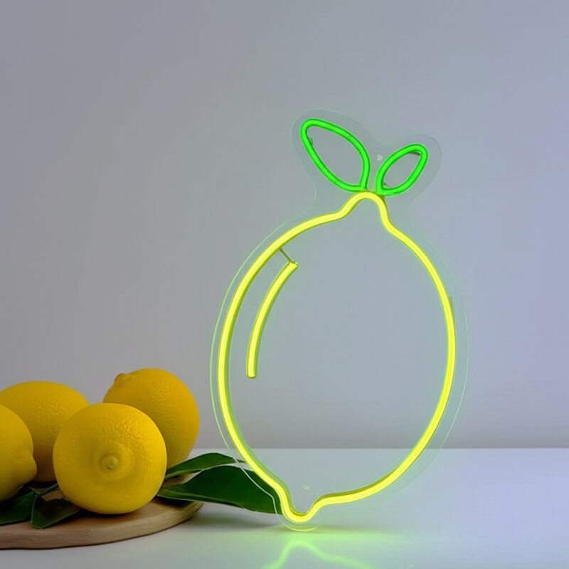 Zitrone Neonschild dimmbar 9 Stufen USB – handgefertigte Limonen Deko