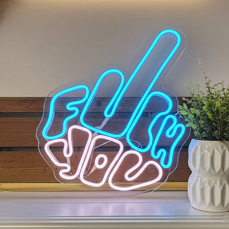 Mittelfinger LED Schild 6mm Acrylplatte – Mancave Deko mit Charakter