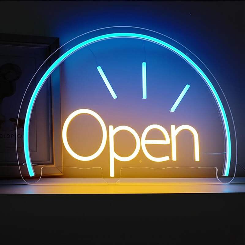 Open Neonschild dimmbar 9 Stufen USB – handgefertigte Gastro Deko