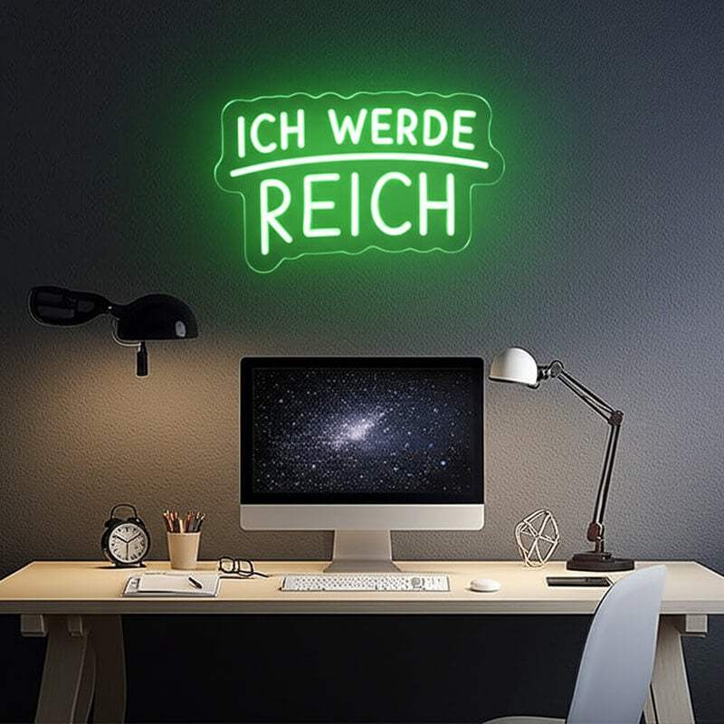Ich werde Reich Neon LED Schild handgefertigt – Start Up Coworking Wanddeko