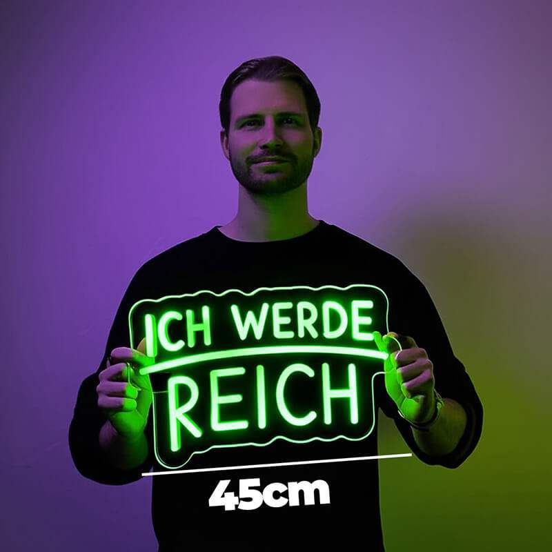 Ich werde Reich Neon LED Schild dimmbar 9 Stufen USB – Trader Office Beleuchtung