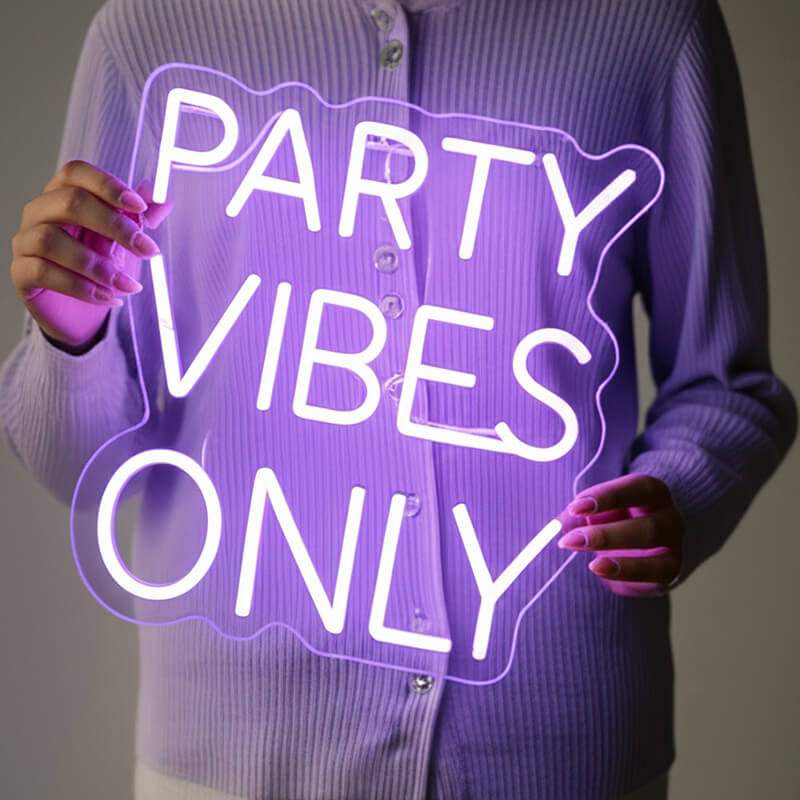 Party Vibes Only LED Leuchtschild beleuchtet – Wanddeko für Partykeller