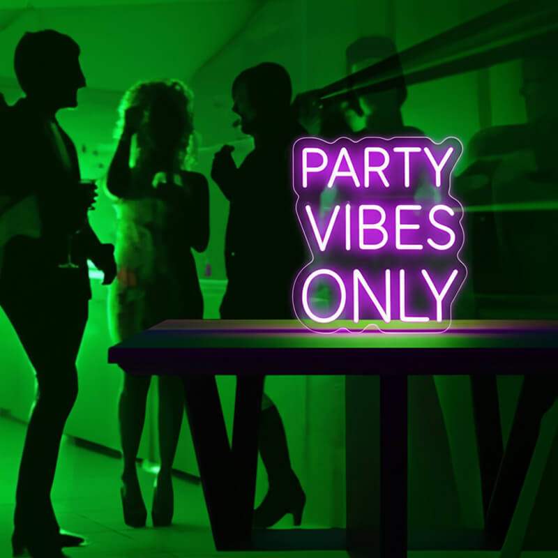 Party Vibes Only Neonschild dimmbar 9 Stufen USB – handgefertigte Feier Deko