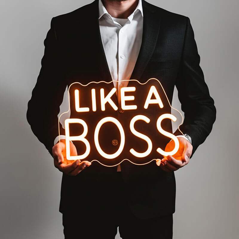 Like A Boss Neon LED Schild USB – Motivations Deko fürs Büro