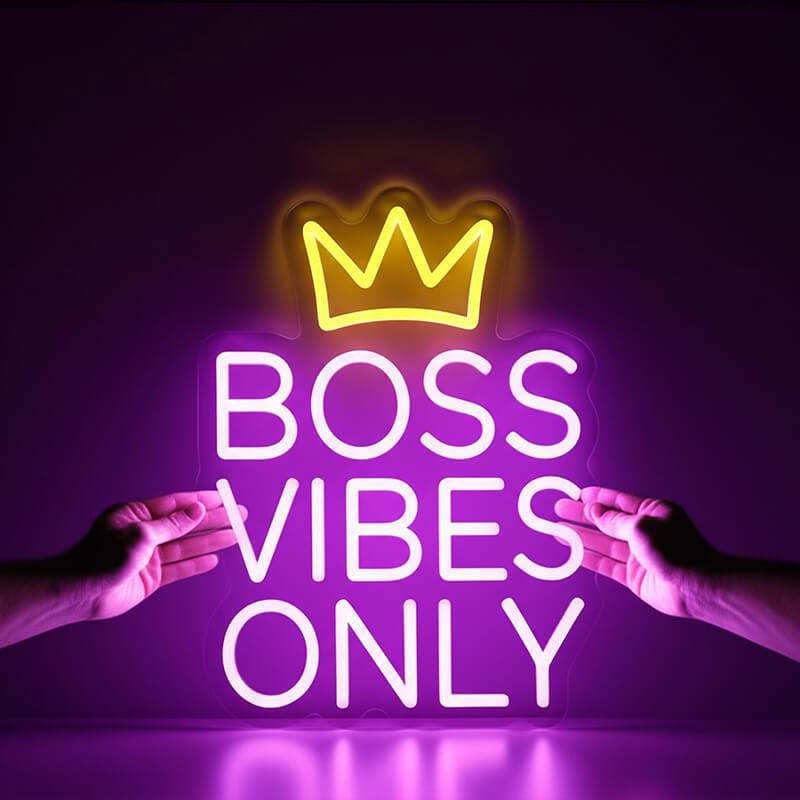 Boss Vibes Only Neon LED Schild USB – Motivations Wanddeko fürs Büro