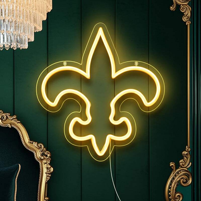 Fleur-de-lis Neon LED Schild beleuchtet – royales Schlafzimmer Deko