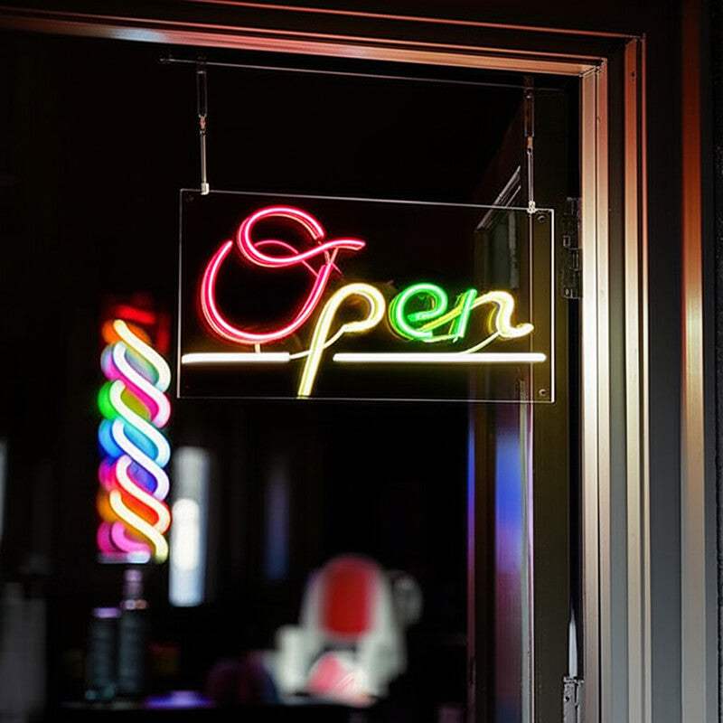 Open Infotafel Leuchtschild – Türschild für Boutique und Concept Store