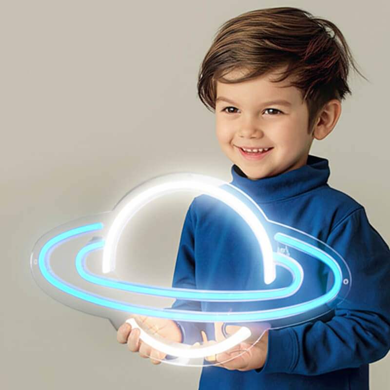 Blauer Saturn (29x40cm) USB - loveledlights - LED-Schild - 