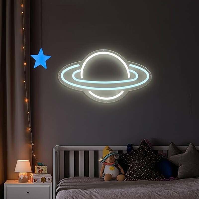 Blauer Saturn (29x40cm) USB - loveledlights - LED-Schild - 