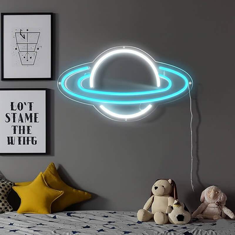 Blauer Saturn (29x40cm) USB - loveledlights - LED-Schild - 