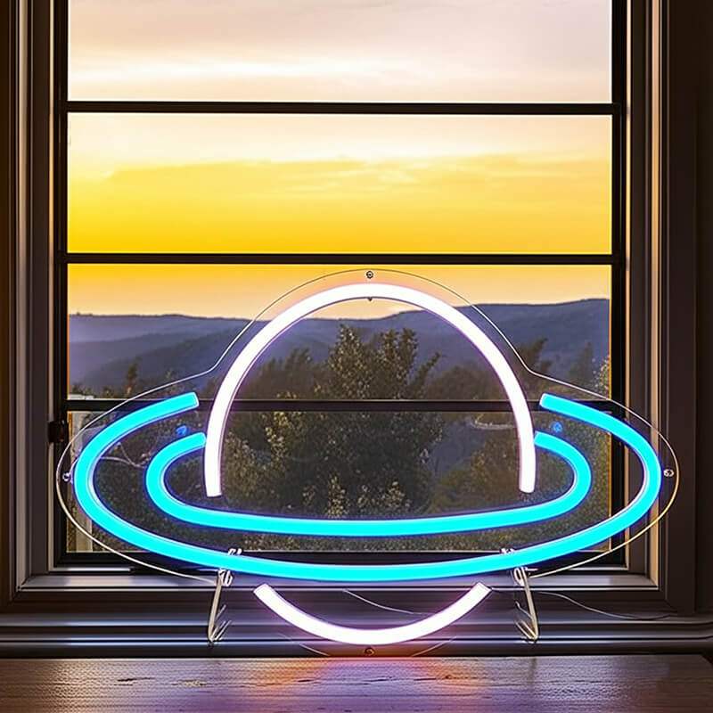 Blauer Saturn (29x40cm) USB - loveledlights - LED-Schild - 