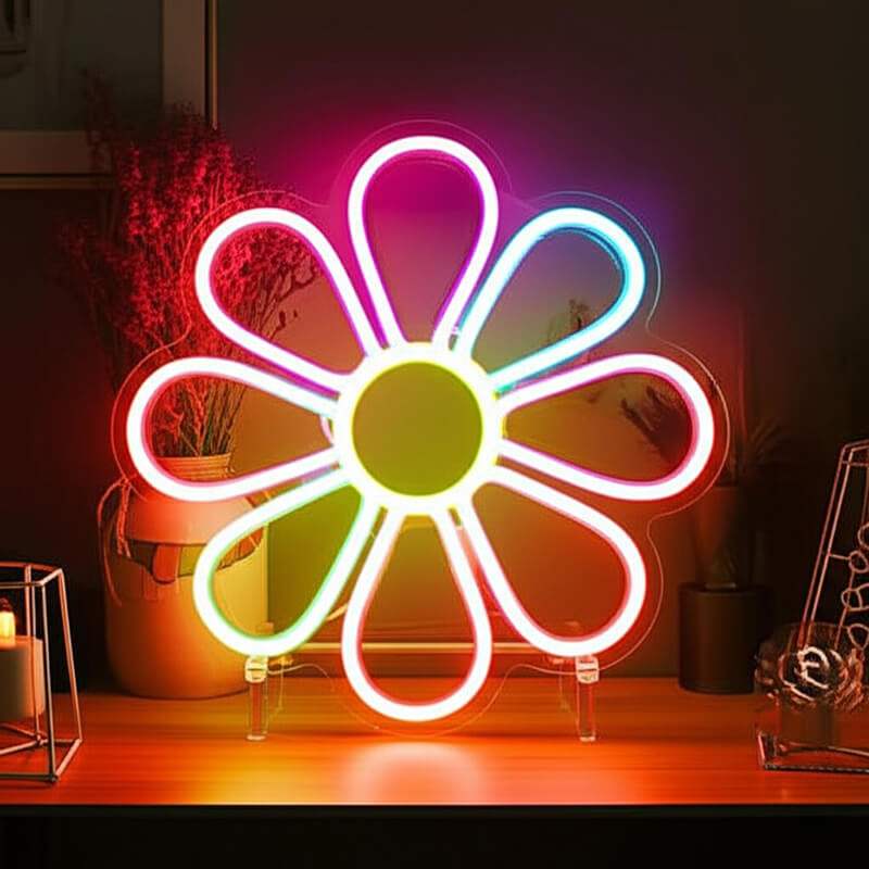 Bunte Blume (40x40cm) USB - loveledlights - LED-Schild - 