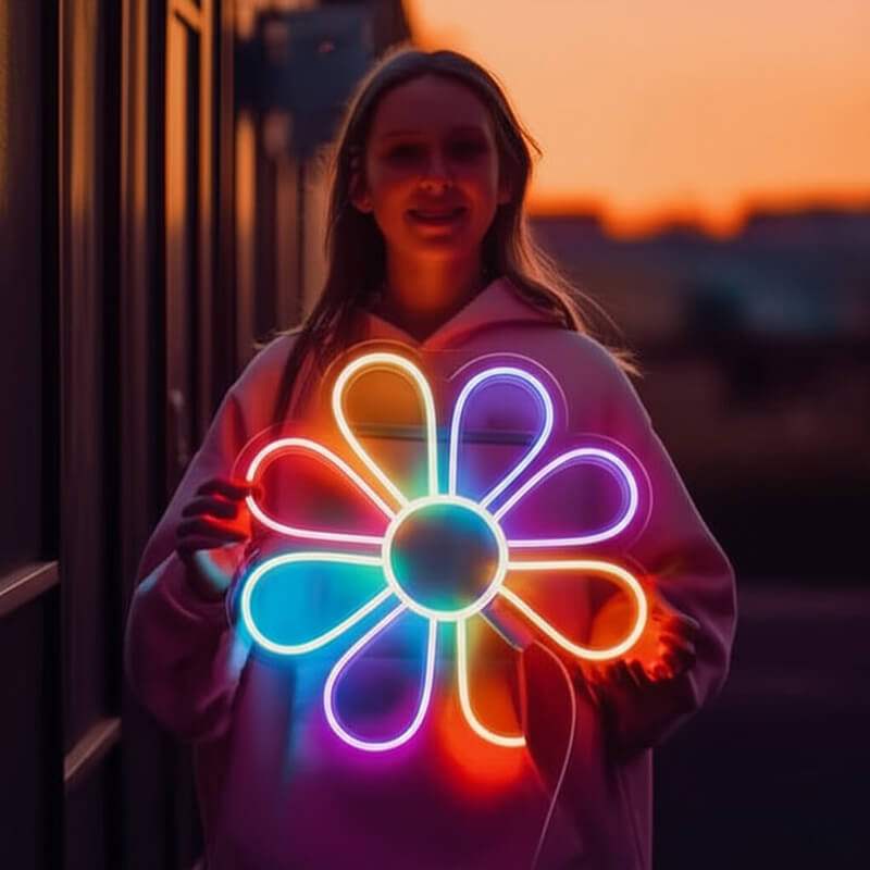 Bunte Blume (40x40cm) USB - loveledlights - LED-Schild - 