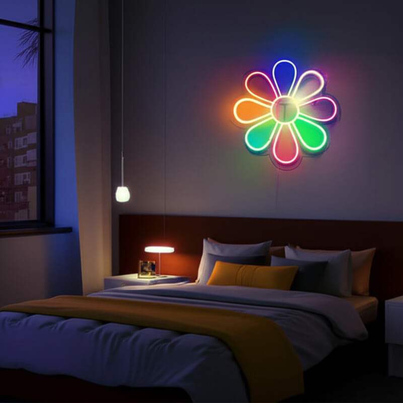 Bunte Blume (40x40cm) USB - loveledlights - LED-Schild - 